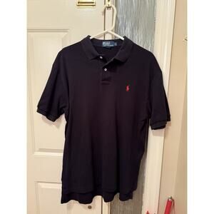 Polo Ralph Lauren classic fit short sleeve mesh polo Black shirt red pony logo L